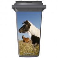 Horses In A Field Wheelie Bin Sticker Panel